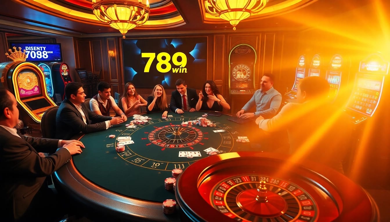 Engaged players at a luxurious poker table showcasing 789win casino excitement.