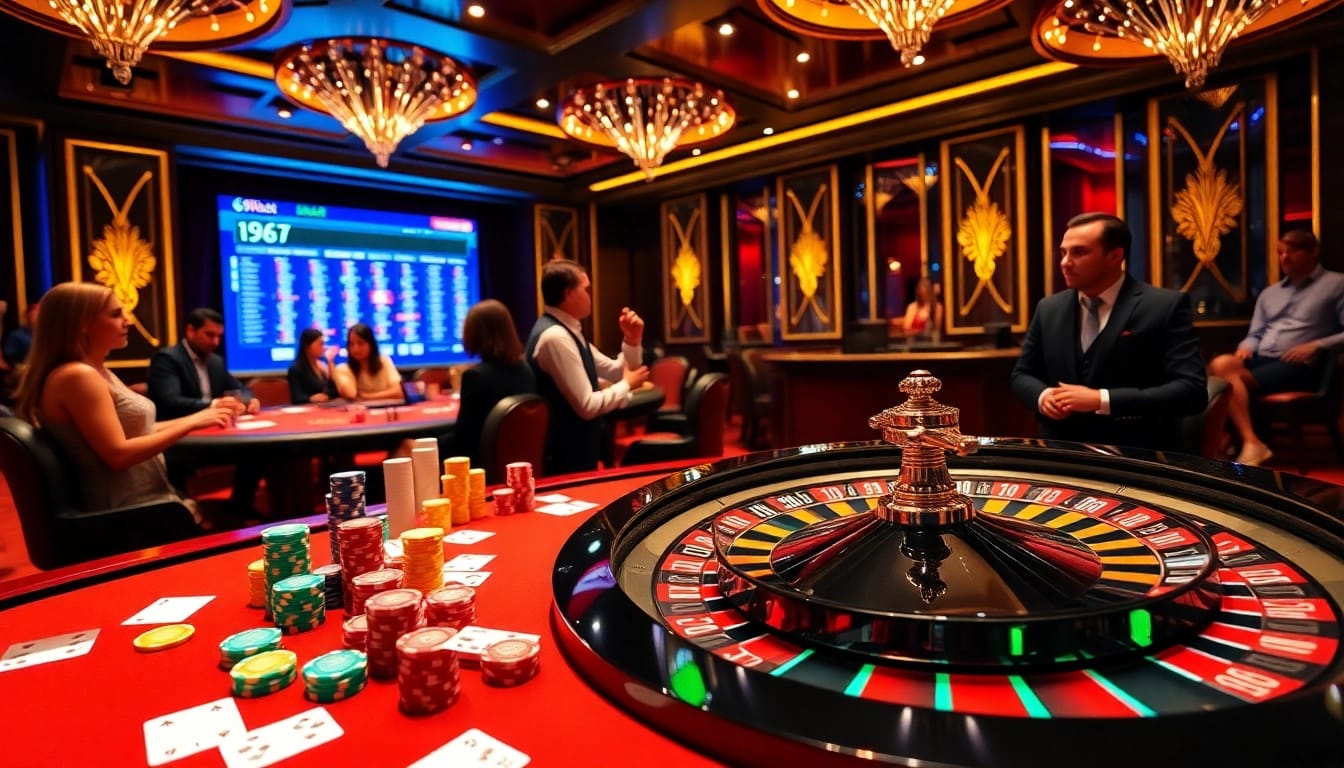 Experience i9bet's luxurious casino atmosphere with vibrant tables and exciting gameplay.