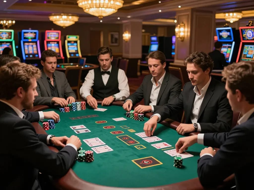 Thrilling moment at the blackjack table showcasing players engaged in strategic betting with 79KING.