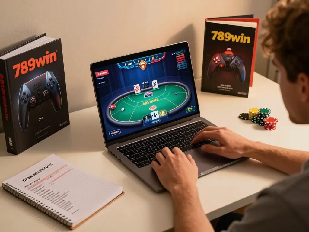 Experience the thrill of poker gameplay on 789win with a stylish home gaming setup.