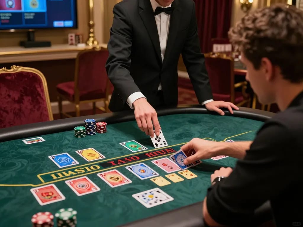 Playing blackjack at bbl5555 online casino with digital cards and strategic betting