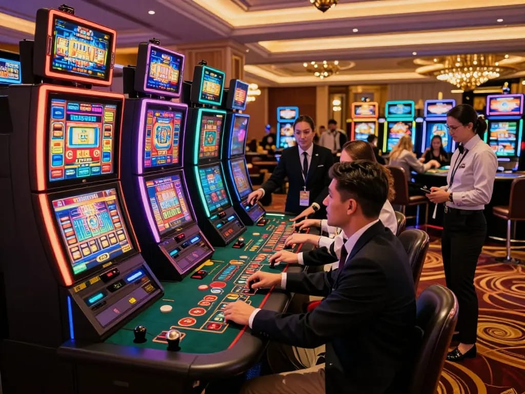 Players engaging with exciting slot machines at https://x88.diy/ capturing the thrill of casino gaming.