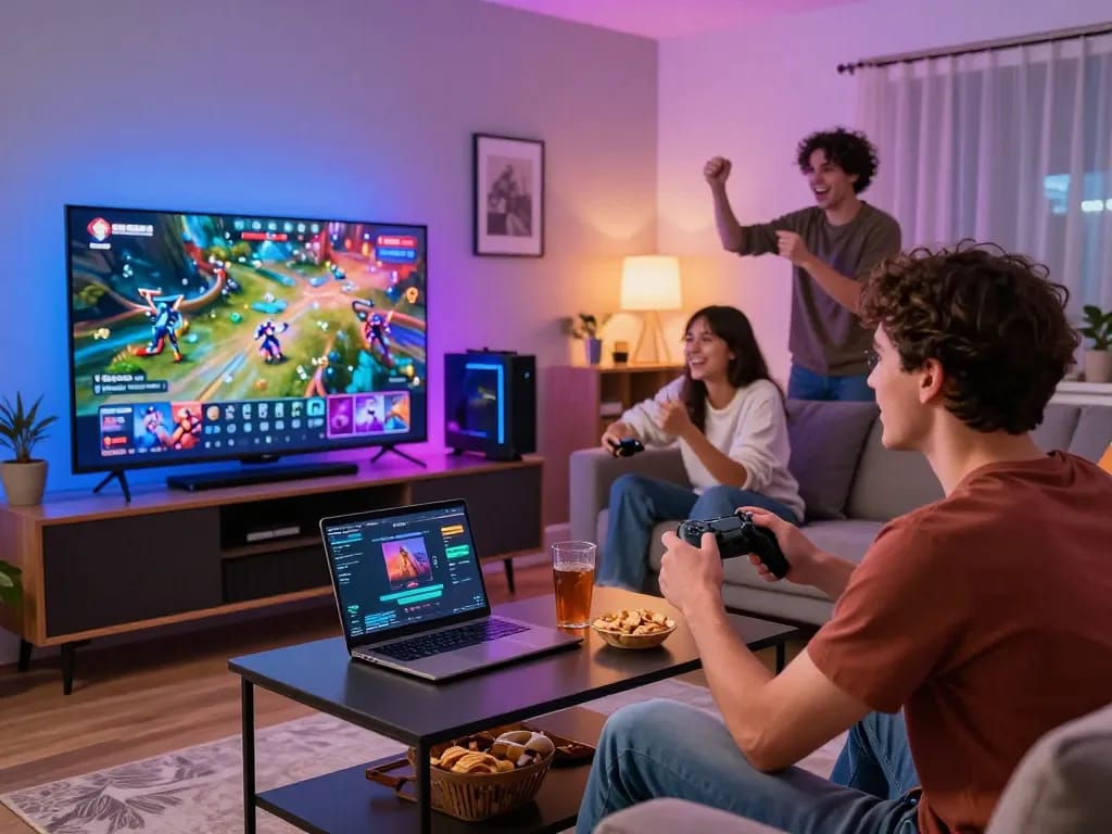 Experience the excitement of tải hitclub with friends in a modern gaming setup.