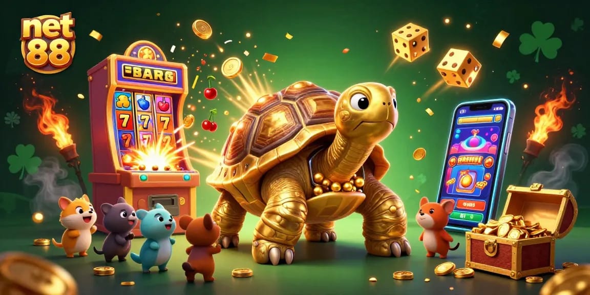Experience the excitement at net 88, featuring a vibrant golden tortoise pinball machine and thrilling jackpots.