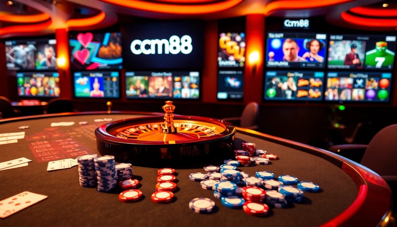 Exciting casino atmosphere showcasing cm88 with roulette wheels and gaming tables.