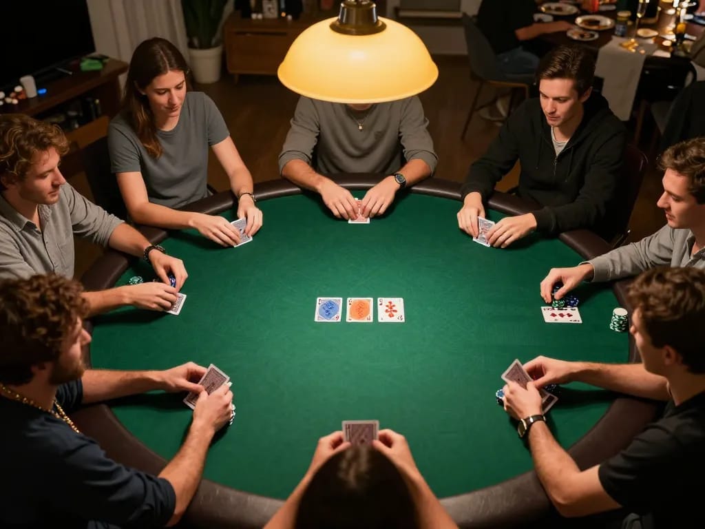 A dynamic poker game at home showcasing 888b's engaging gameplay in action.