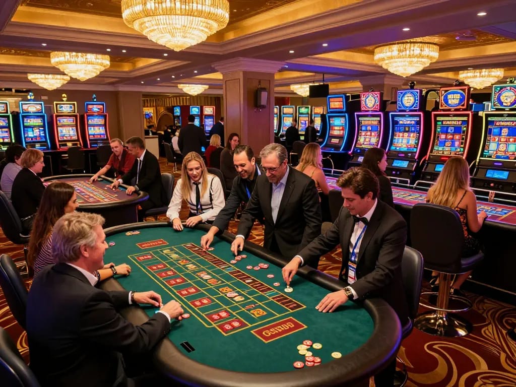 Players enjoying dynamic roulette gameplay at OPEN88 casino, vibrant atmosphere with stylish décor