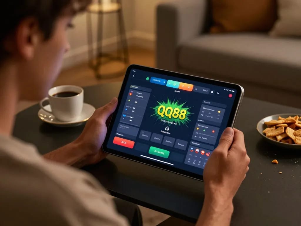 Player engaging with the qq88 mobile app for immersive sports betting experience