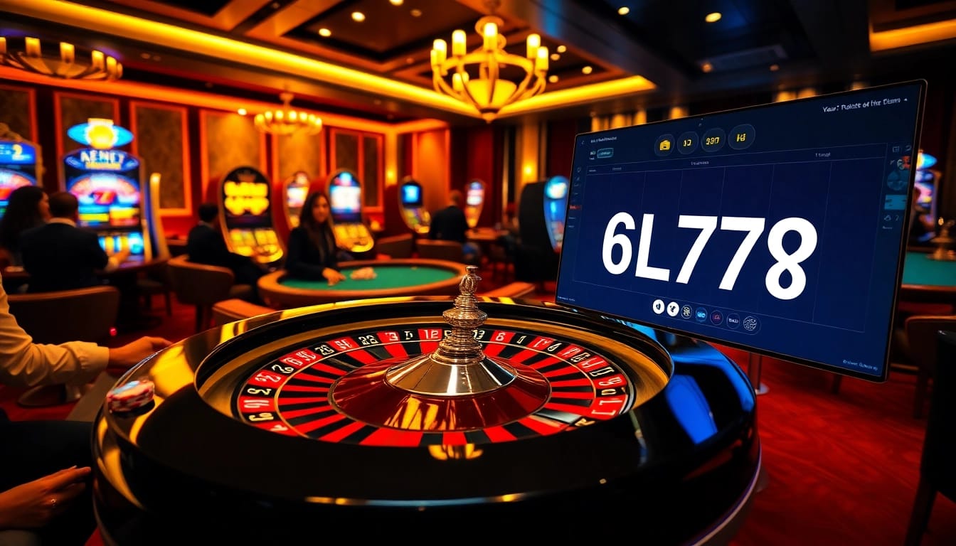 Experience the thrill of 6L777 at a luxurious casino with roulette and poker tables.