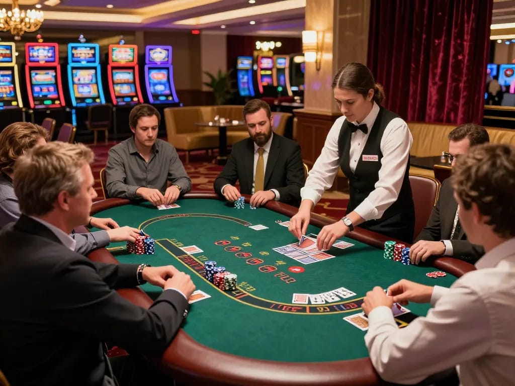 Players enjoy an exciting blackjack game at NK88, showcasing strategic moments and high stakes action