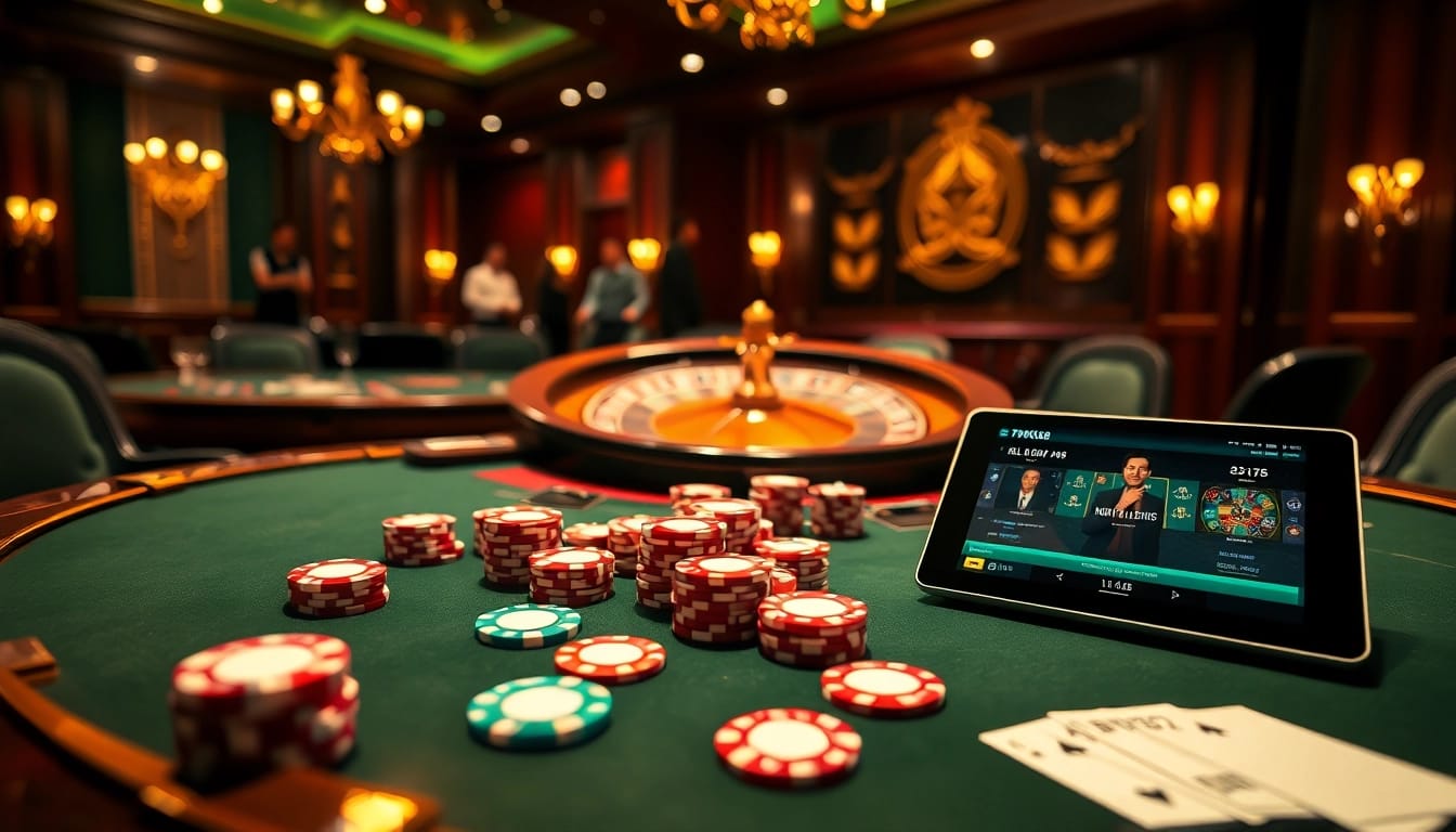 BDTK66 enthusiasts enjoying poker around a luxurious table with chips and cards.