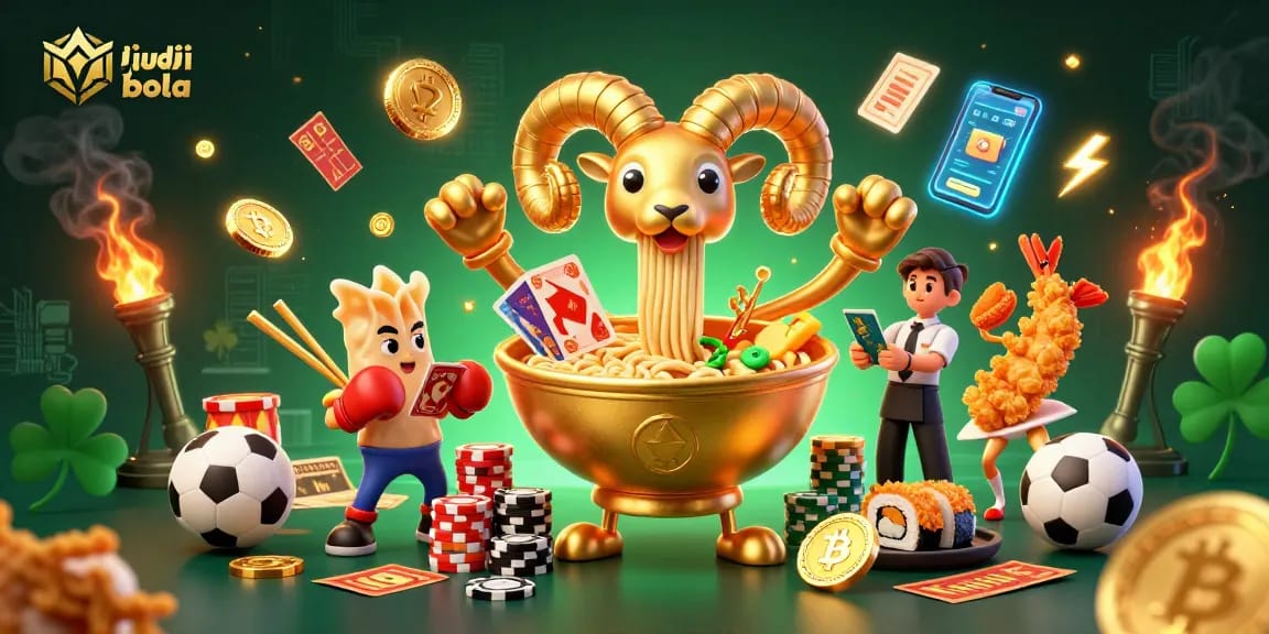 Engage in thrilling betting action with link judi bola, featuring dynamic characters and vibrant casino elements.