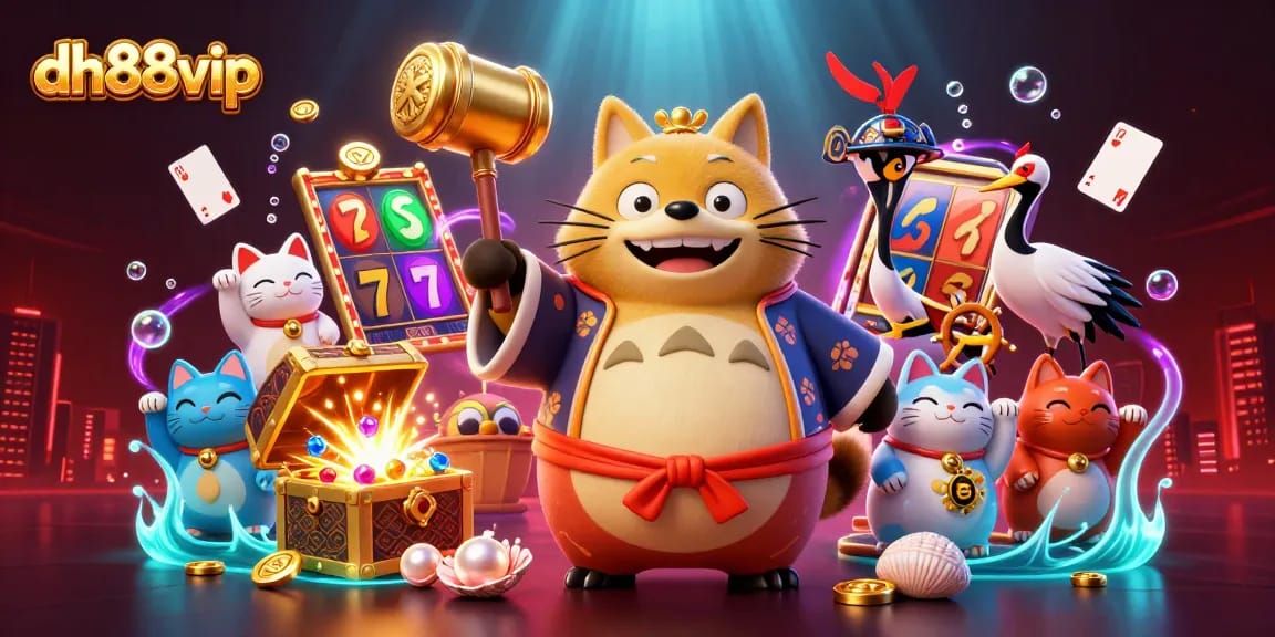 Play and win big with dh88vip's vibrant slot games featuring cheerful characters and colorful elements.