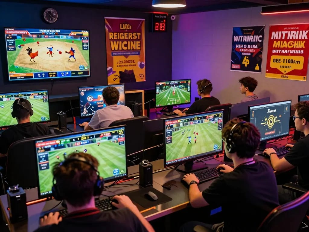 Engaged players at https://www.gavn99.app/ enjoying interactive online betting on chicken fights and sports events.