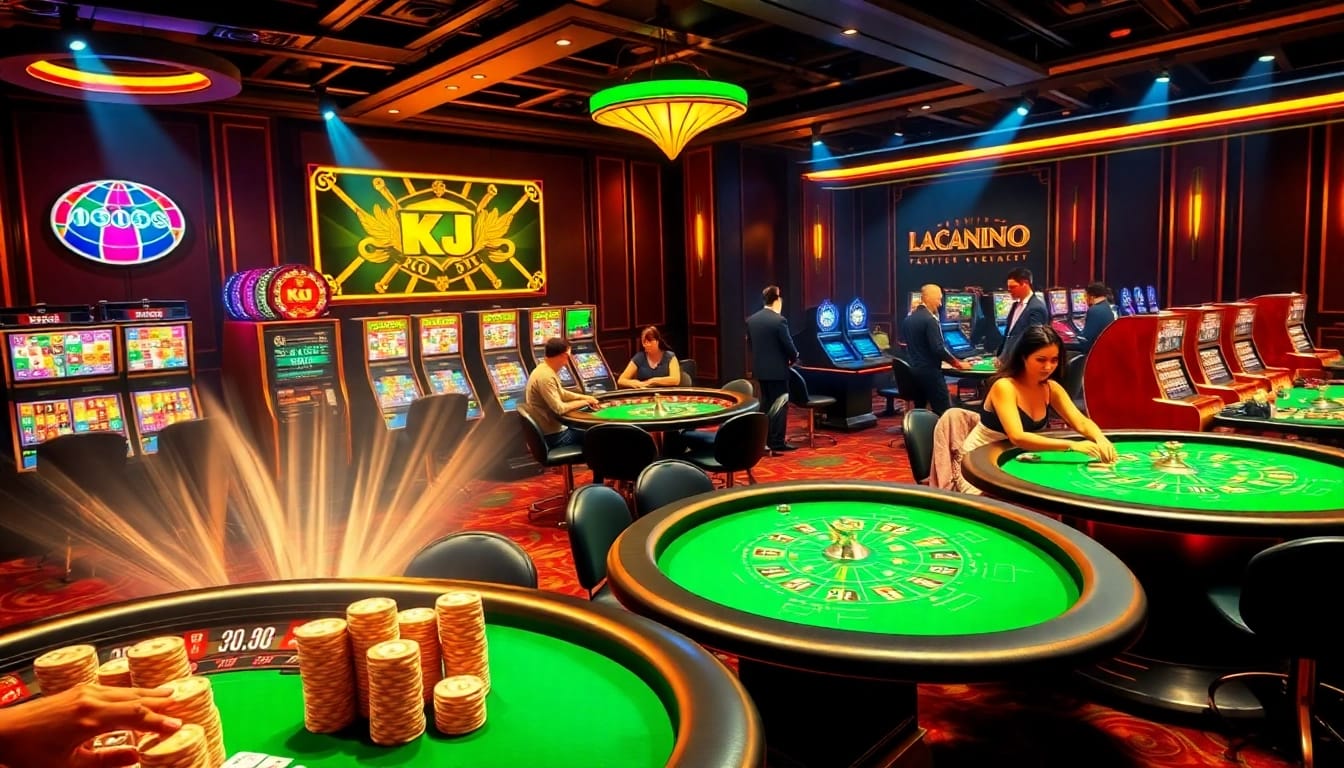 KJC online gambling experience with vibrant casino tables and engaging players.