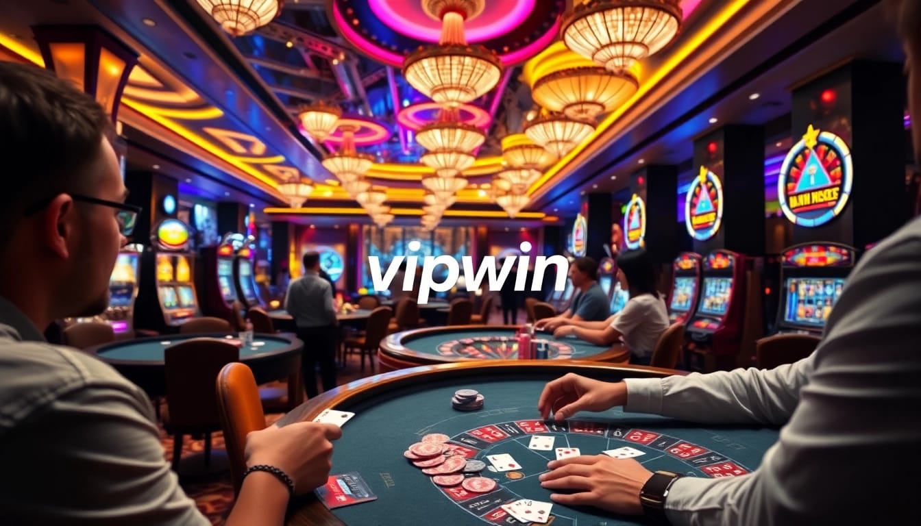 Experience thrilling gameplay at vipwin's luxurious casino with vibrant tables and exciting slot machines.