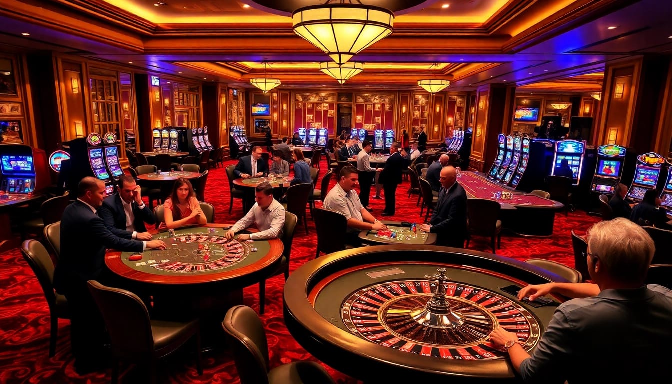 A thrilling 123GA VIP casino atmosphere showcasing luxury gambling and excitement.