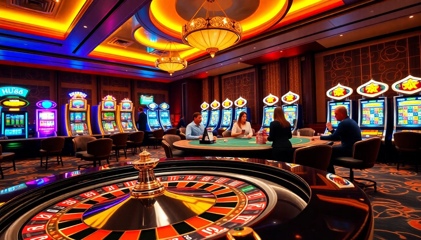 Experience the thrill of HU88 with vibrant casino tables and enthusiastic players.