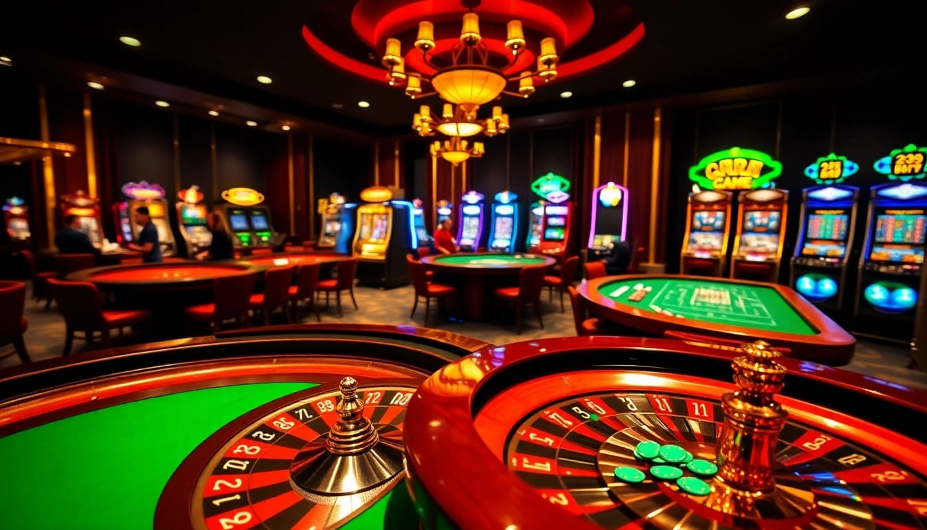 Gambling excitement at https://88aa1.org/ showcasing roulette and poker tables in a luxurious casino.