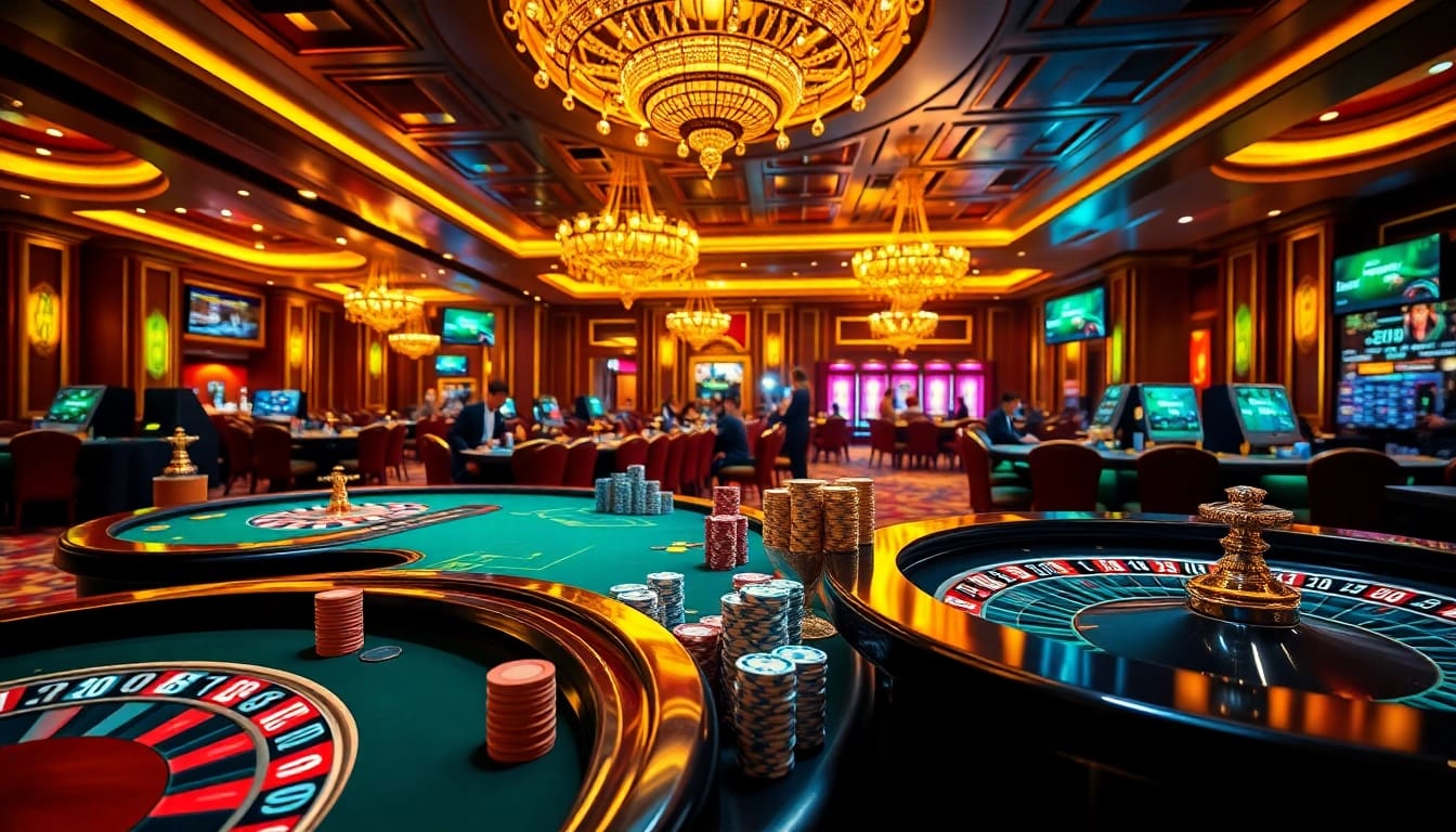 Engage with the exhilarating atmosphere of nhà cái cm88, featuring vibrant casino tables and professional dealers.
