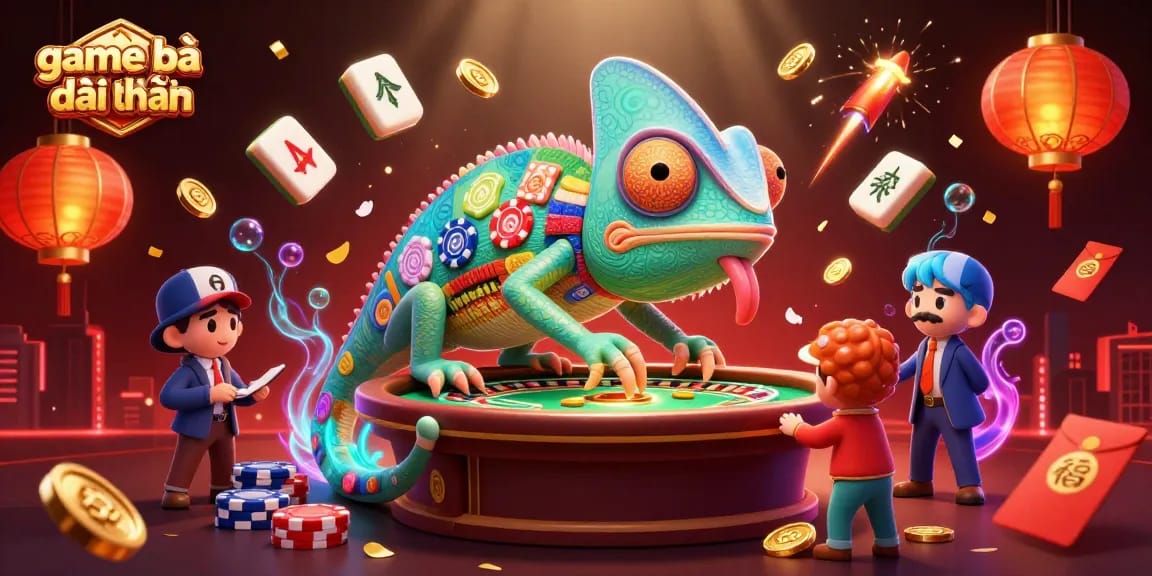 Experience game bài đổi thưởng excitement with vibrant 3D casino elements in an engaging visual.
