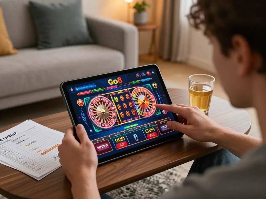 Experience thrilling gameplay on the Go8 casino app from the comfort of home, featuring engaging slot games and betting strategies.