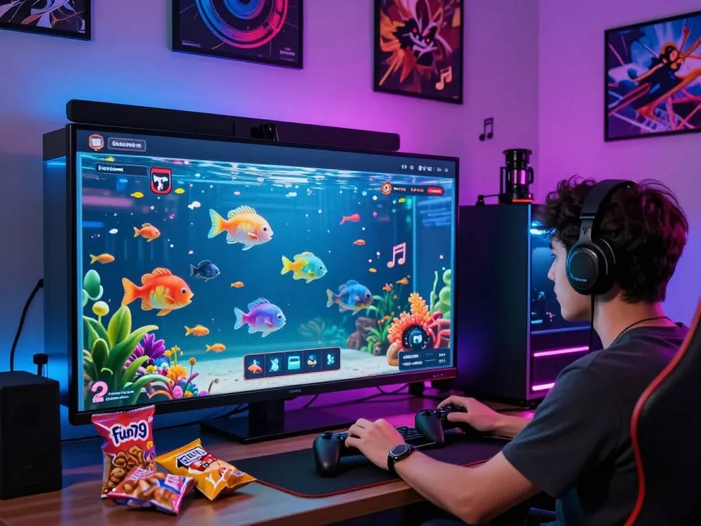 Vibrant Fun79 gaming scene showing a player immersed in exciting online fishing game.