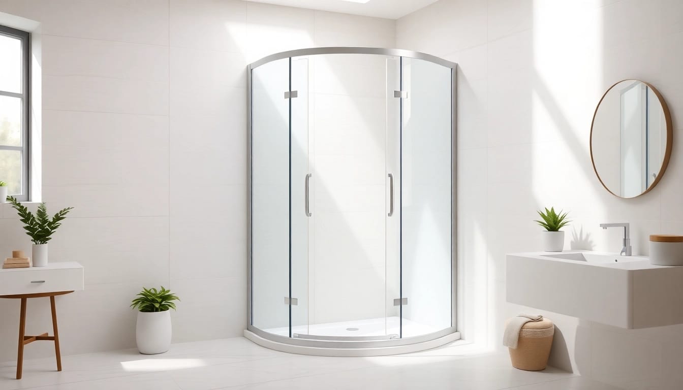 Elegante duschkabine 100x100 pendeltür in modernem Badezimmer mit harmonischem Design.