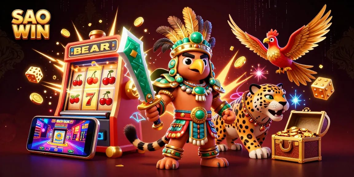Engage with SAO WIN's thrilling online casino experience featuring vibrant gaming elements and dynamic characters.
