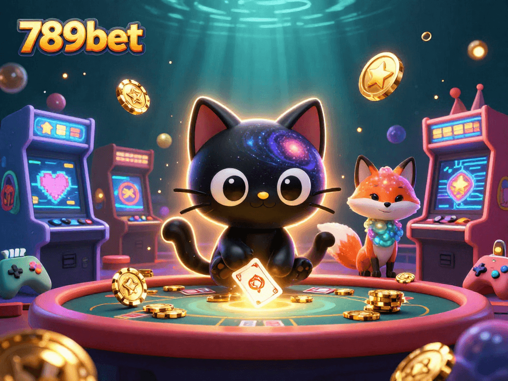 Engage with the immersive 789bet casino experience as the black hole cat and nebula fox attract chips and cards.