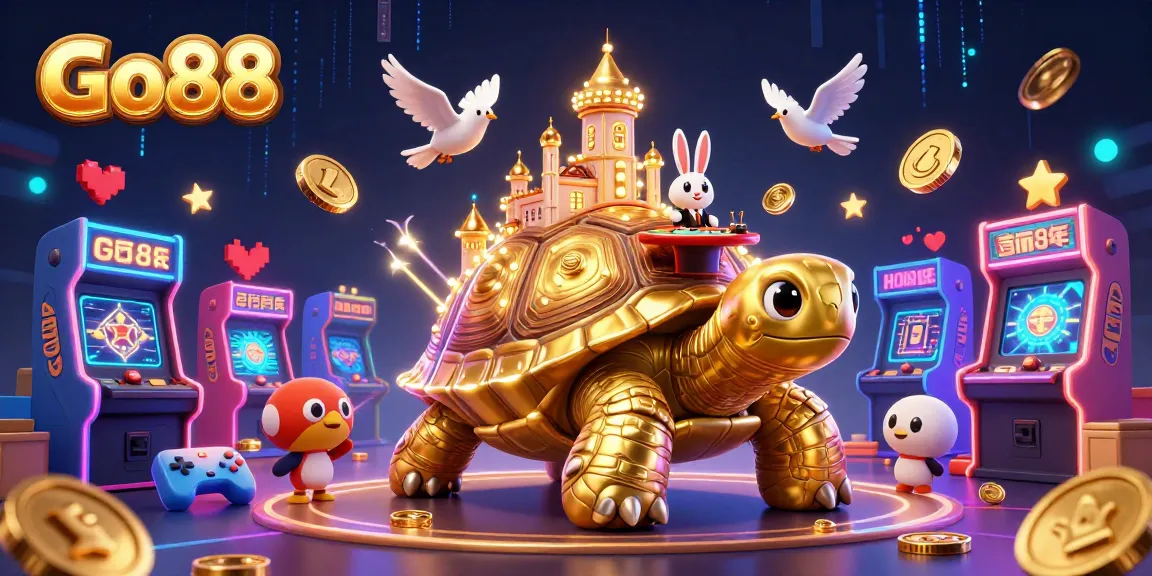 Go88 brings an engaging casino atmosphere with a golden tortoise and an interactive rabbit dealer.