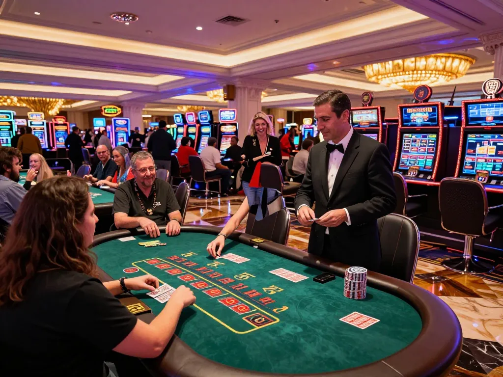 Players engaging in a thrilling blackjack game at the SC88 casino in Las Vegas, showcasing strategic betting and excitement.