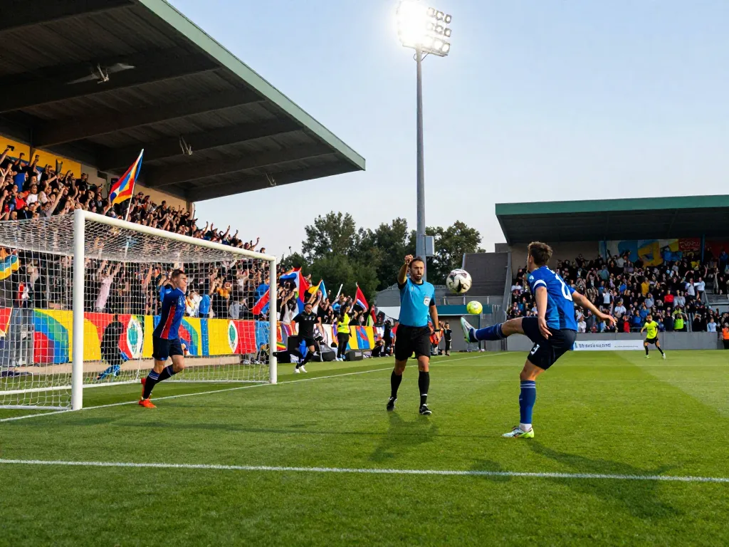 Bóng đá 1gom soccer match capturing players' action and enthusiastic fans.