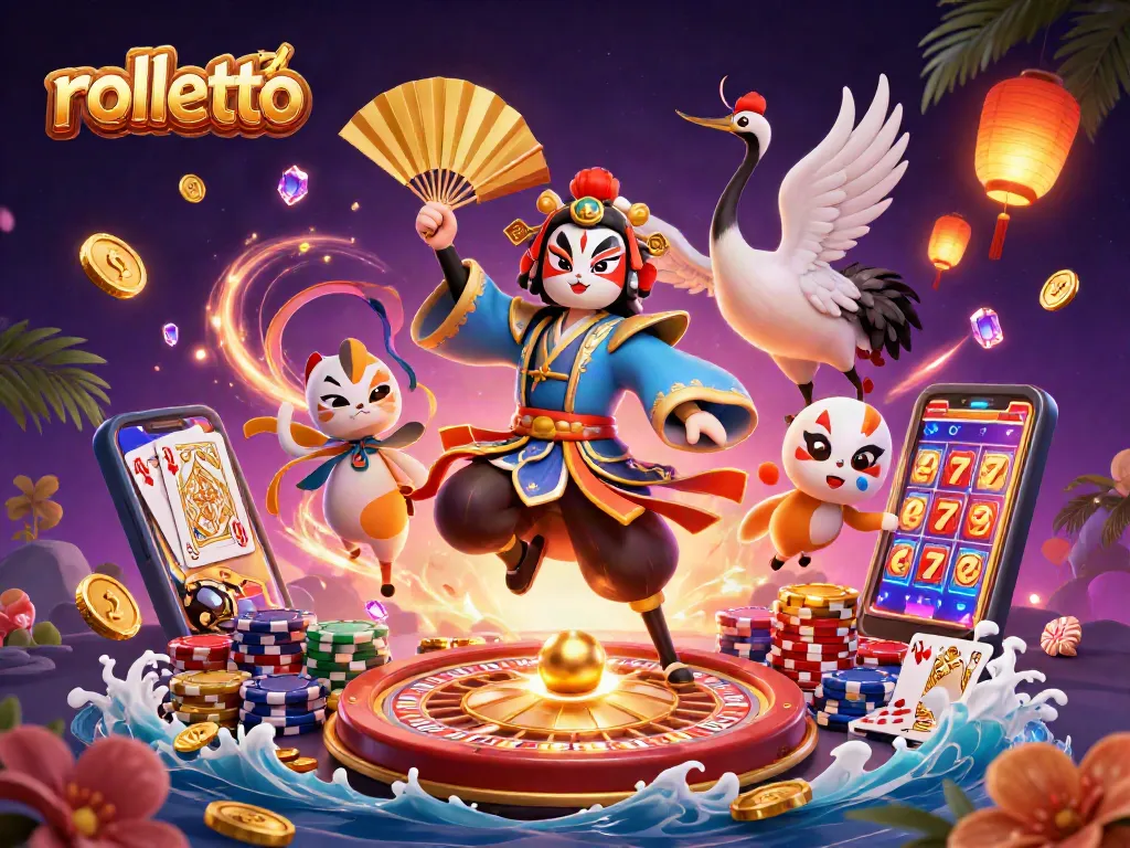 Experience rolletto casino magic with kabuki warrior, kitsune mask, and vibrant game elements.
