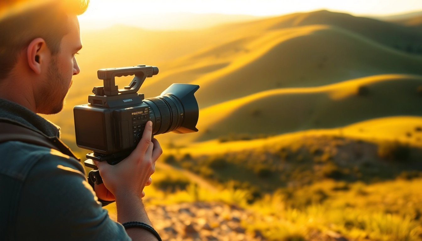 Vediography professional capturing stunning landscapes with advanced equipment.