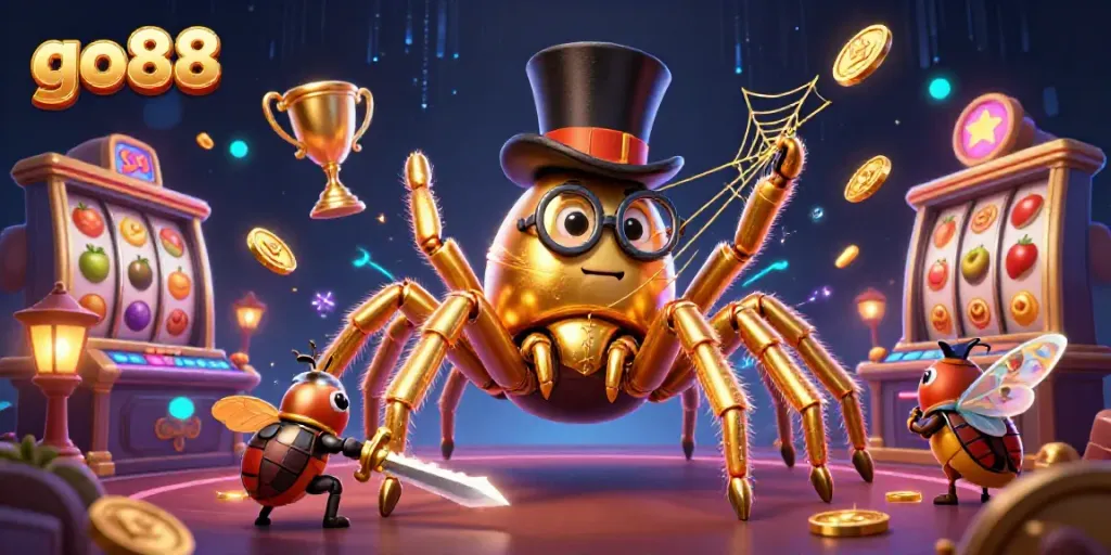 Capture the essence of excitement with go88's vibrant online casino, featuring dynamic slots, golden tarantulas, and beetle knights.