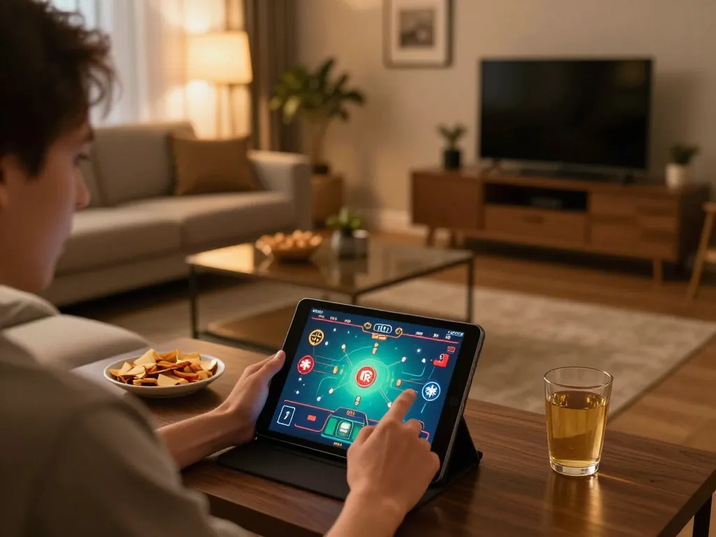 Player enjoying online gaming at home with WALA88's platform, engaging in strategic bets comfortably.