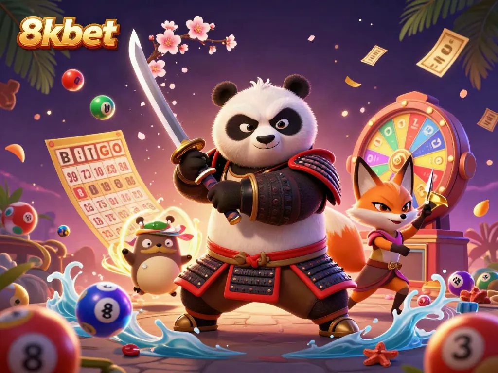 Experience the thrill of 8xbet casino with vibrant 3D characters and gaming elements.