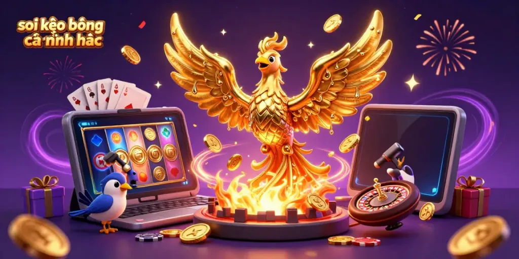 Sparks fly as the golden phoenix symbolizes winning strategies in "soi kèo bóng đá chính xác" betting.