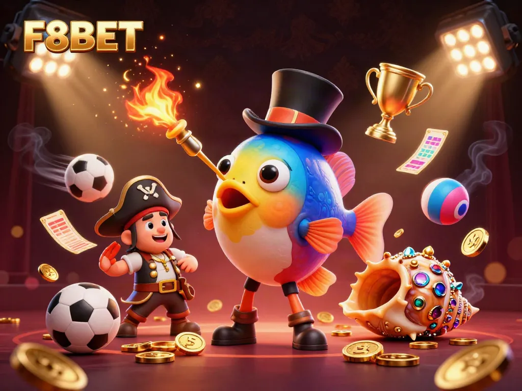 Engage in thrilling gaming at F8BET with captivating characters and vibrant casino elements.