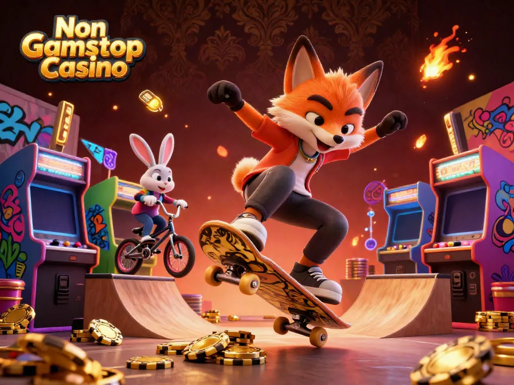 Experience the excitement of Non Gamstop Casino with vibrant 3D cartoon characters and gaming elements.