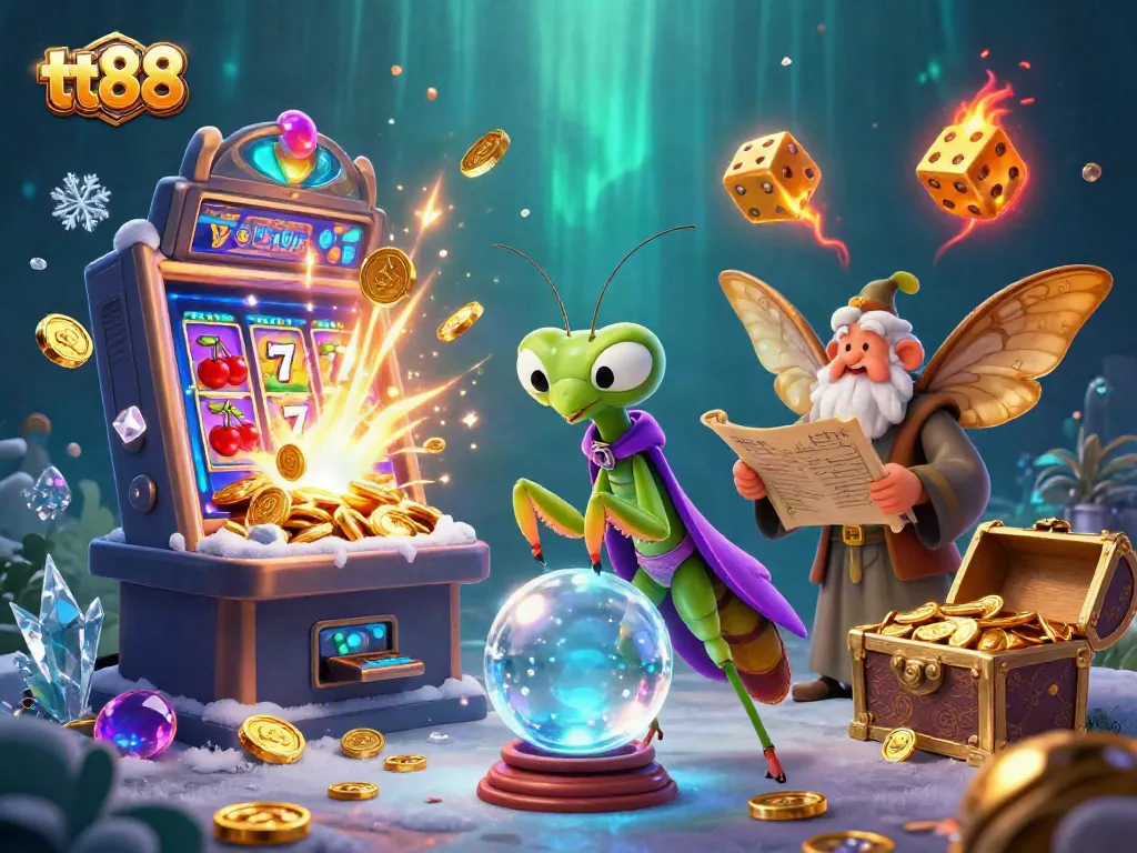 Experience the magic of tt88 with vibrant casino elements and engaging characters in this dynamic illustration.