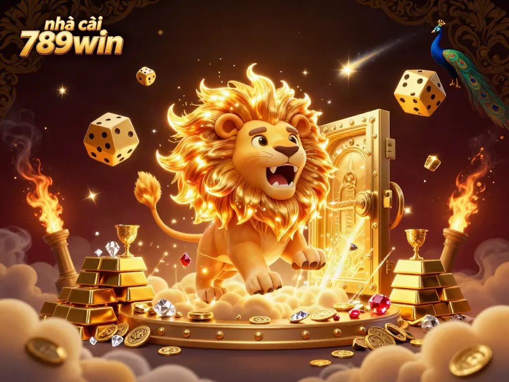 Experience thrilling wins with nhà cái 789win in this vibrant 3D casino scene filled with golden treasures.
