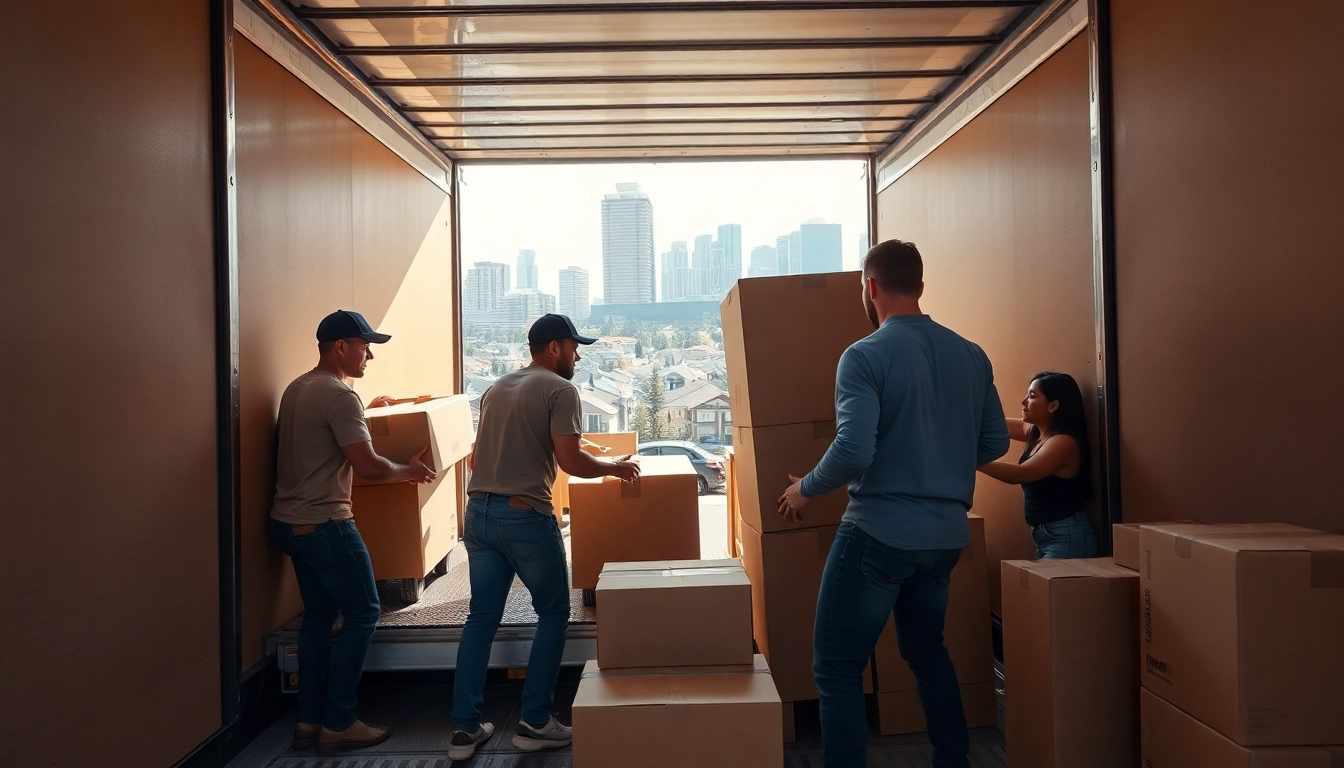 Long distance movers Calgary expertly packing a truck for a seamless relocation.