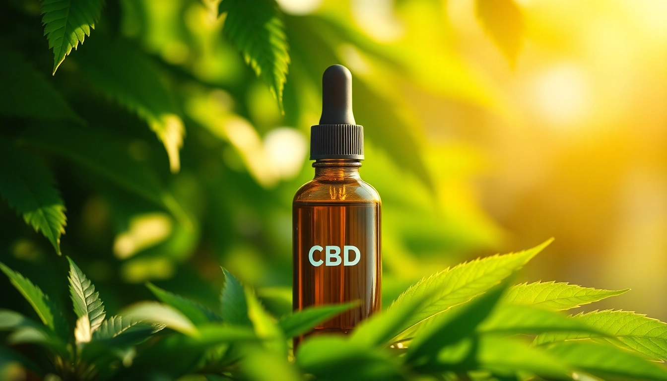 Buy CBD / THC Cannabis Oil UK displayed beautifully in a natural setting with vibrant green leaves.