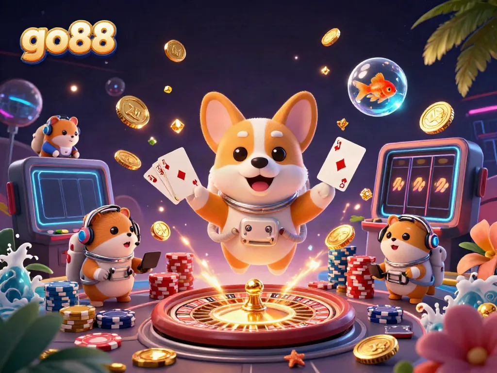 Enjoy winning with go88 in a vibrant space casino filled with excitement and animated characters.