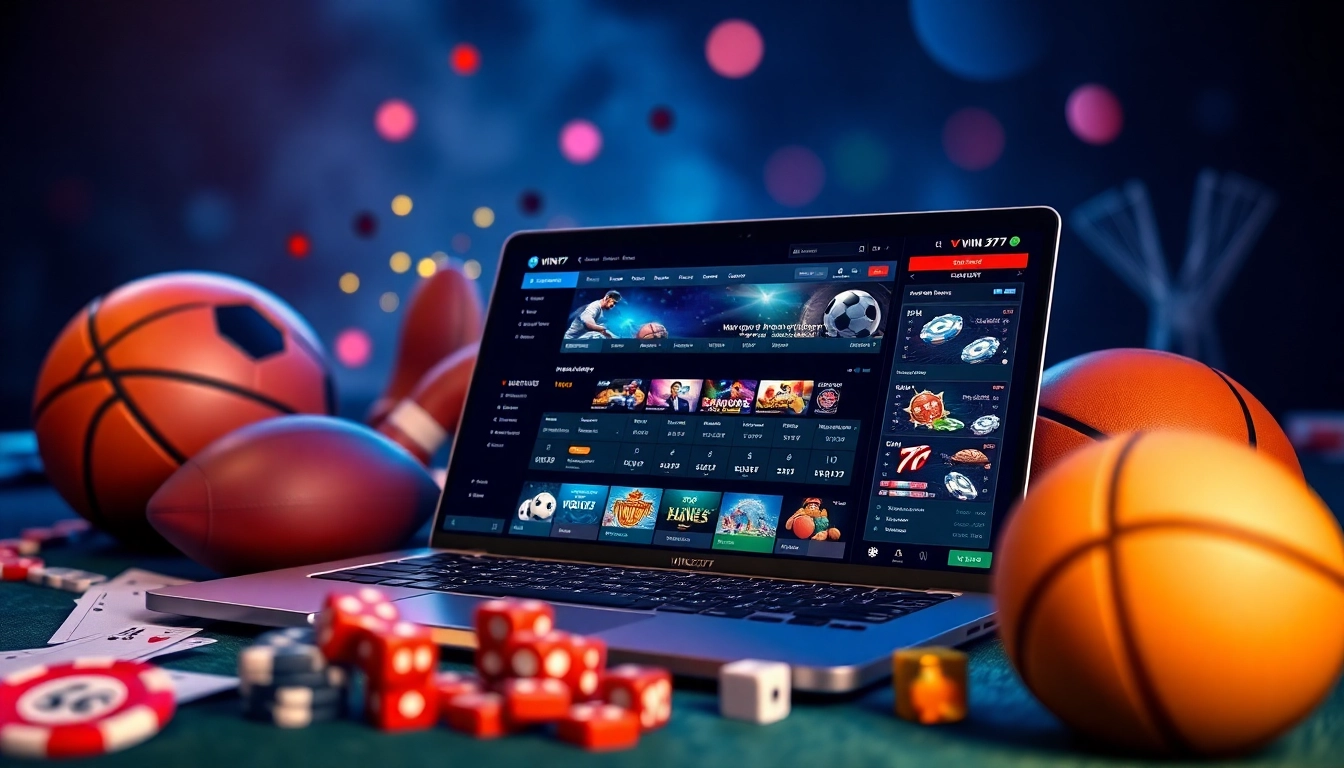 Engaging image showcasing VIN777 platform with gaming elements, appealing to online betting enthusiasts at vin777.gb.net.