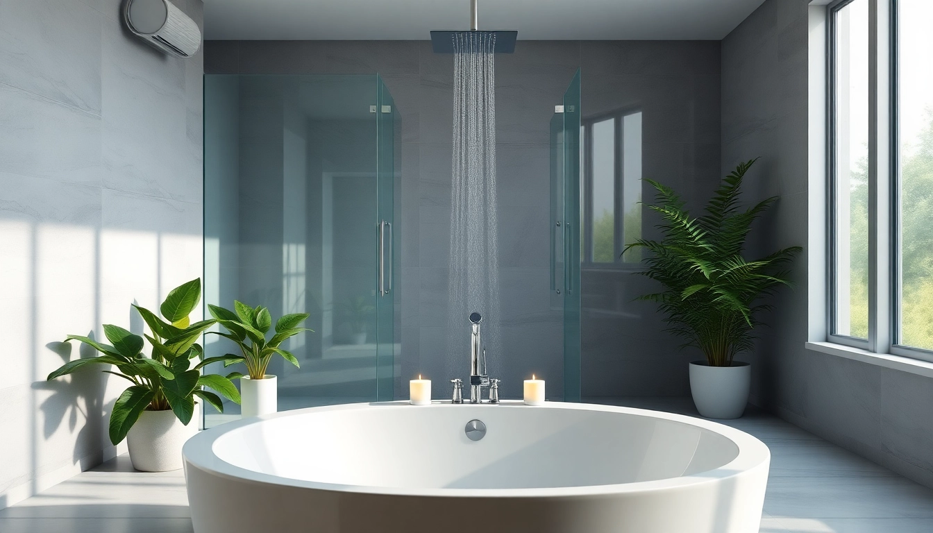 Experience elegant showers in a luxury bathroom, featuring a modern design and serene ambiance.
