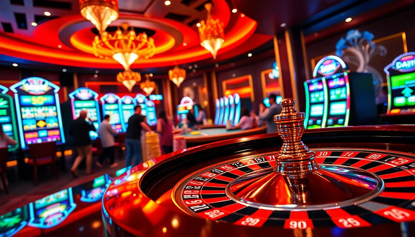 Experience the excitement at hm88.studio's casino with vibrant roulette tables and colorful chips.