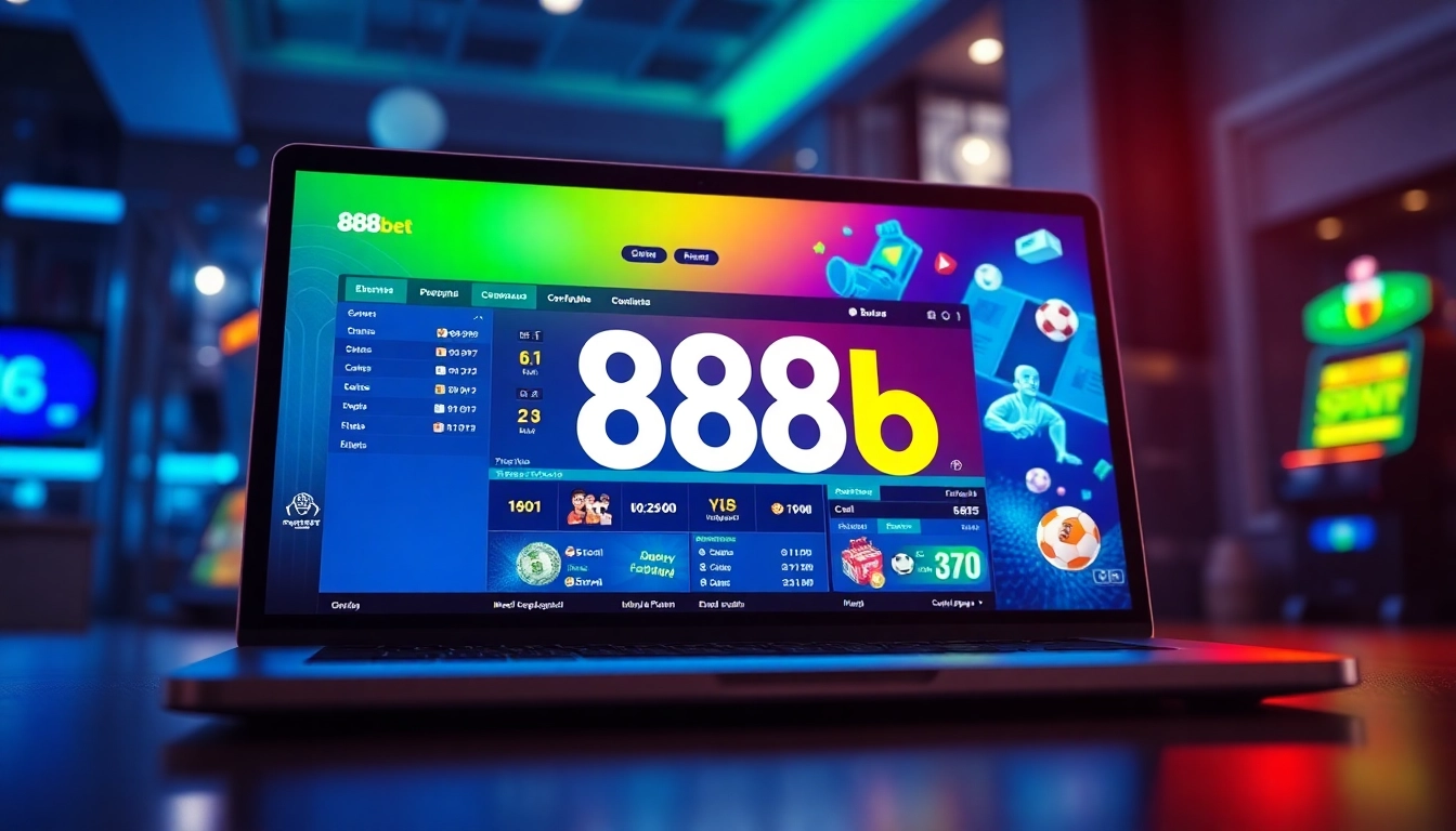 Engaging online betting scene representing 888b.bet with a modern interface and vibrant graphics.